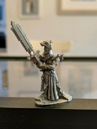 Rawcliffe Raistlin Pewter Miniature Ral Partha - Armored Knight With Jewel Sword