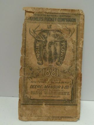 1881 Deere Mansur & Co Pocket Companion Ledger Moline Il