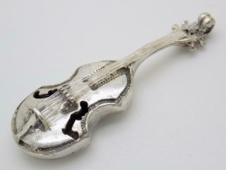 Vintage Solid Silver Italian Made Violin Miniature Hallmarked Figurine