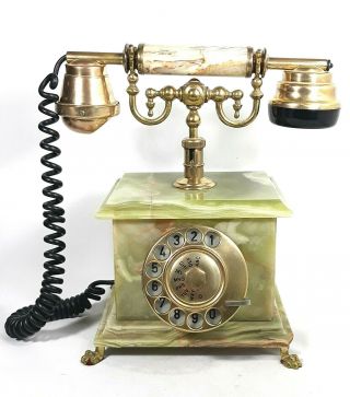Vintage Telart Viareggio Marble And Brass Rotary Phone Made In Italy