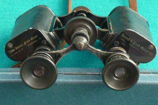 Unusual 1897 Vintage Zeiss Sterco Bausch & Lomb 8x Binoculars & Case