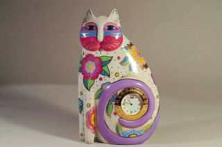 Laurel Burch Cat Clock Ceramic