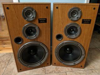2 Vintage Technics Sb - Cr77 3 - Way Speaker System Wood Stereo Pair