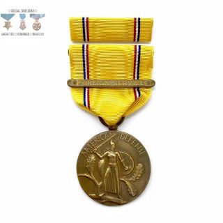 World War 2 Army Aaf American Defense Medal Foreign Service Ribbon Bar Wwii