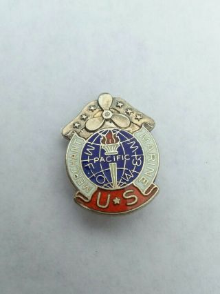 Mfo W&w Ww2 Merchant Marine Sterling Silver Pacific Us Button Enameled