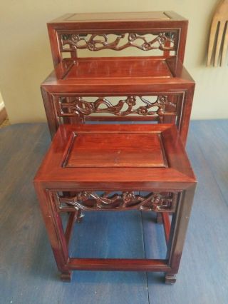 Chinese Solid Wood (rosewood?) Nesting Table