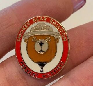 Vtg Smokey The Bear Hot Air Balloon Pin Lapel Tac Prevent Wildfires Forest Fires