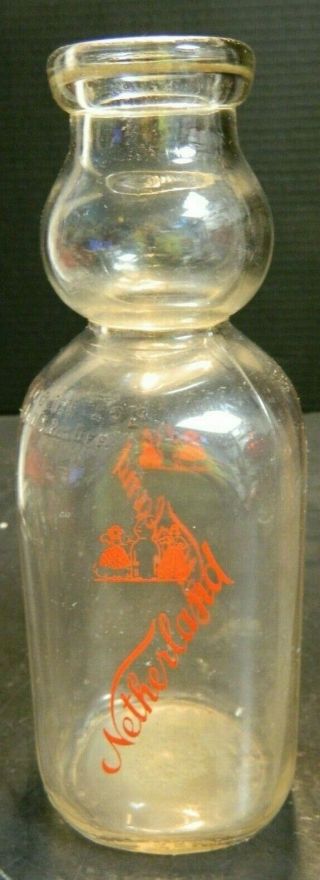 Vintage Syracuse Netherland Dairy Cream Top Quart Glass Bottle Very Good - Excel