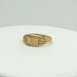 Victorian 10k Gold Filled Letter Initial " R " Signed Child Pinky Ring Sz 4