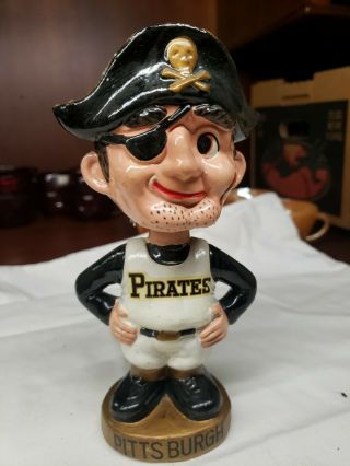 Vintage Pittsburgh Pirates Mascot Gold Round Base Bobblehead Nodder 1960 