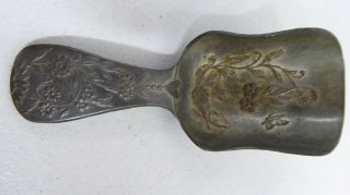 Vintage Caddy Sugar Spoon Stamped M Anchor S Embossed Flower Pattern