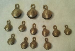 Vintage Set Of Tibetian Small Brass Bells - 1 " And 11/16 "