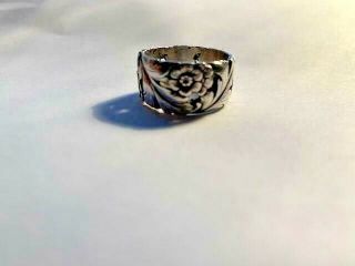 Cini Sterling Silver Floral Band Ring Size 7