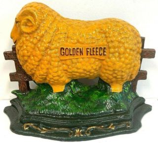 Heavy Cast Iron Old Style Golden Fleece Ram Doorstop - Mancave - Collectable.