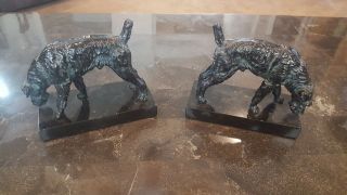 Vintage Bookends Dog Terrier,  Airedale,  Fox,  Welsh.  Black With Some Patina