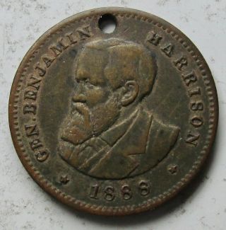 1888 Benjamin Harrison Presidential Campaign Token Brass 20mm