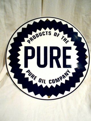 Products Of The Pure Oil Company Porcelain/heavy Gauge Enameled Sign 11 3/4