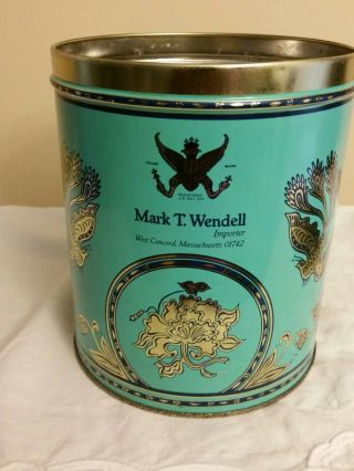 Mark T.  Wendell Tea Co.  Turquoise & Gold Lithographed Tea Canister