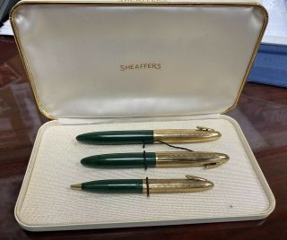 Sheaffer Tuckaway Triple Set Fountain Pen,  Ballpoint,  Pencil,  Gold Filled - Nos