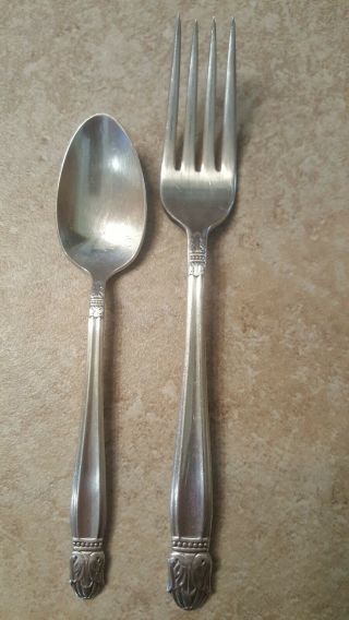 Holmes & Edwards Danish Princess Dinner Fork Teaspoon Inlaid Silverplate Vintage