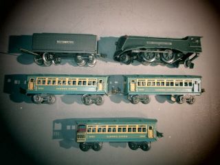 VINTAGE Lionel 1689E Locomotive & Tender W/ 3 BLUE LITHO PASSENGER Cars 1692,  93 2