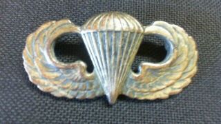 Wwll Us Airborne,  Paratrooper Pin,  Sterling Silver,  Parachute With Wings Sa1
