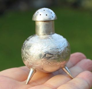 Antique Chinese Export Solid Silver Pepper Shaker (r3086b)