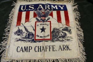 Ww2 U.  S.  Army " In Service " Camp Chaffe,  Ark.  Pillow Cover,  1943 Dated