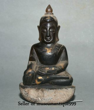 6 " Old Tibetan Crystal Gilt Buddhism Shakyamuni Amitabha Buddha Statue Aaa01