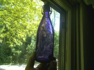 Allentown,  Pa Horlacher Bottlg Co Amethyst Blob Beer Bottle W/elk Head Stopper