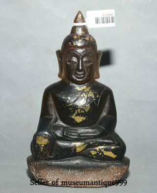 6.  2 " Rare Ancient Tibet Old Crystal Gilt Shakyamuni Amitabha Buddha Statue Aaa06