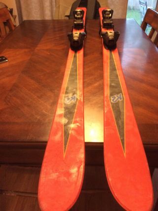 K2 Retro Duster Snow Skis 66.  5 Inches With Salomon 900 Carbon Bindings Vintage