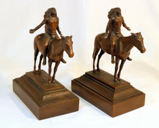 Appeal To The Great Spirit Bookends Native Indian Chief On Horseback