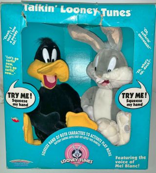 Vintage 1998 Looney Tunes Talking Bugs Bunny & Daffy Duck 15 " Plush Stuffed Toys