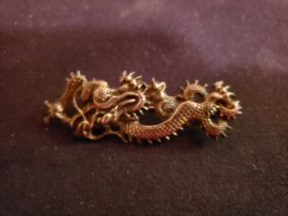 Vintage Pewter Dragon Broach Pin 1980 