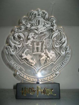 Harry Potter Hogwarts Logo Crest Light Up Sign/lamp Vgc