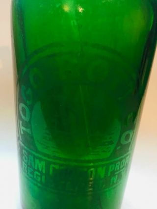 VINTAGE GREEN GLASS SODA SIPHON,  SELTZER BOTTLE NY 1940 ' s 2