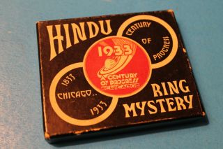Hindu Ring Mystery 1933 Chicago Century Of Progress World 