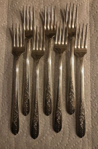 7 Oneida Silver Nobilty Plate Royal Rose Silverplate Dinner Forks 1939