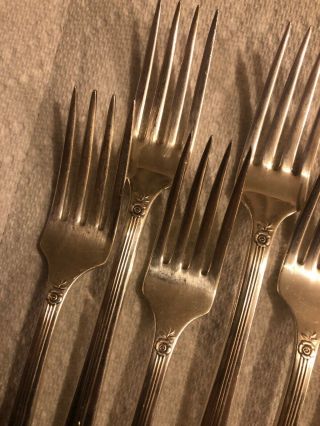 7 Oneida Silver Nobilty Plate ROYAL ROSE Silverplate Dinner Forks 1939 3