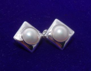 Vintage Tasaki Earring Clips Silver Pearl