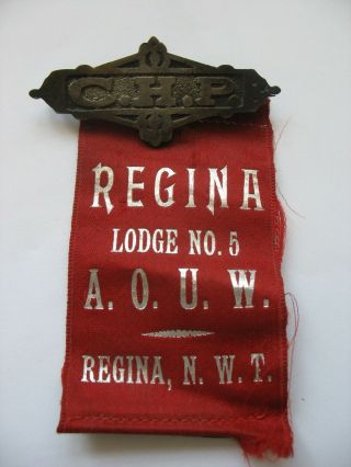 Ancient Order Of United Workmen Ribbon - Regina - Nwt - Territorial Item