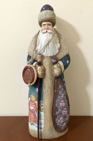 G.  Debrekht Santa Russian Hand Carved Wood Santa Figurine 036/3000 Retired 2000