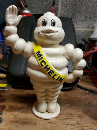 Michelin Man Cast Iron Bank 9 " Tall.