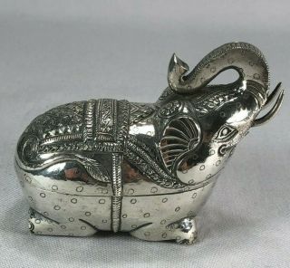 Antique Cambodian 900 Sterling Silver Hand Made Elephant Shape Betel Box 147g