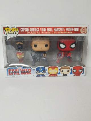 Funko Pop Captain America: Civil War 4 - Pack Vinyl Figures Ironman Spiderman Nib