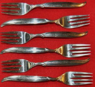 1847 Rogers Bros.  (is) - Flair - Six (6) Silver Plated Salad / Dessert Forks
