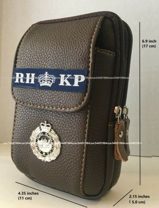 Waist Leather Pouch - Royal Hong Kong Police Utility Sport Waist Pouch,  Dark Brown