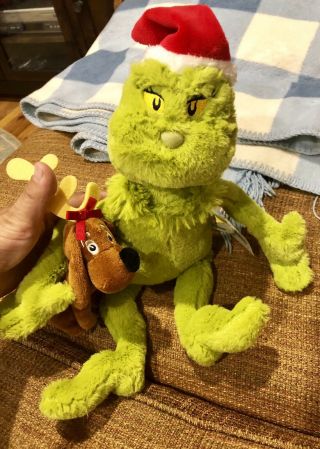 Dr Seuss The Grinch & Max Plush Stuffed Toy Animal Nwt Barnes Noble