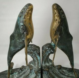 Spi Galleries Cast Brass Bronze Whale Bookend (set) Statue Fine Arts Sea Life